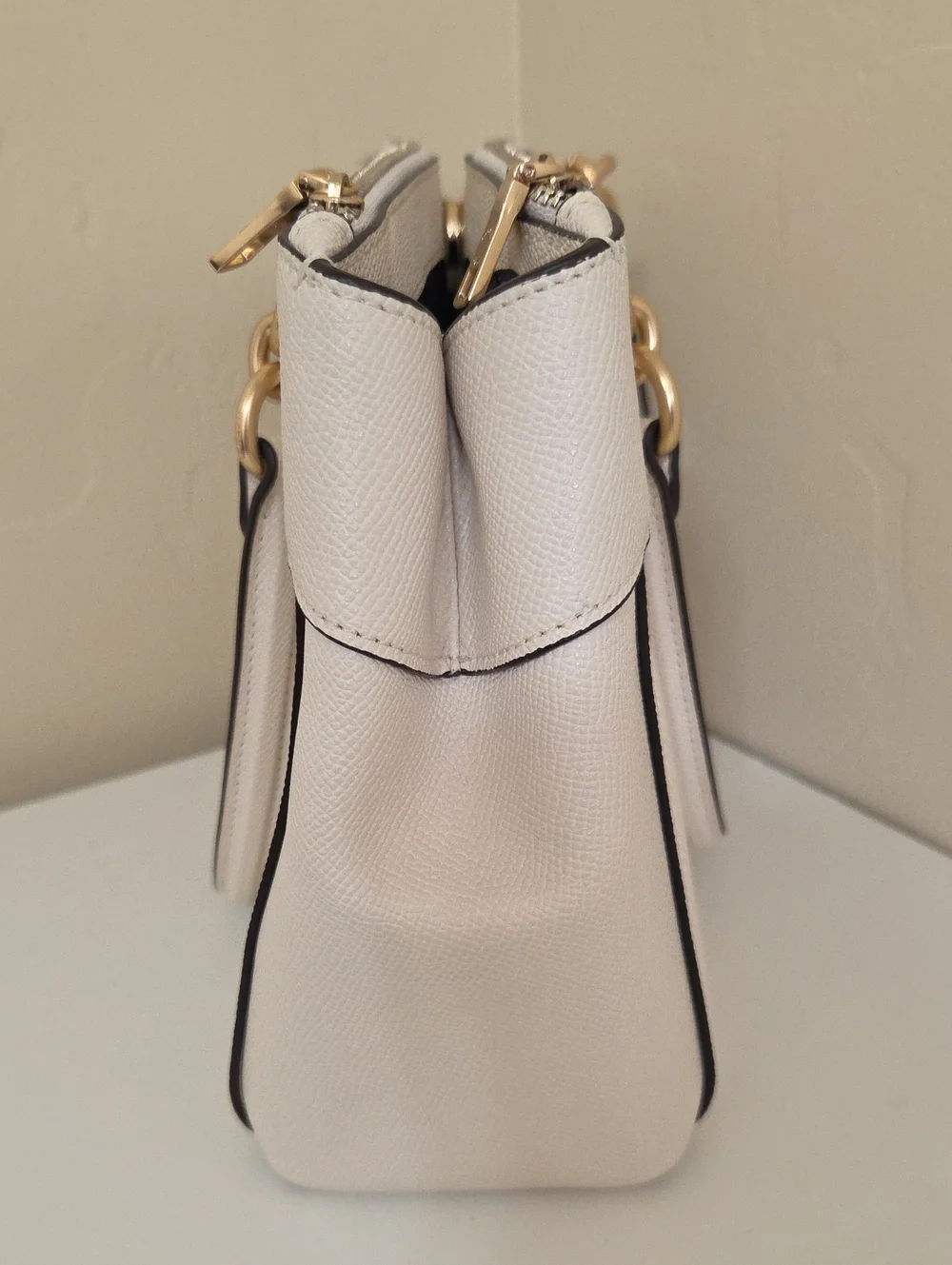 Coach Pebbled Leather Tote in Light Cream with Gold Hardware